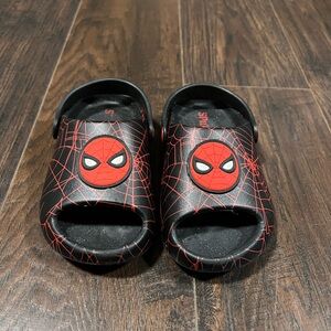 Kids Black & Red Spider Graphic Slide Sandals